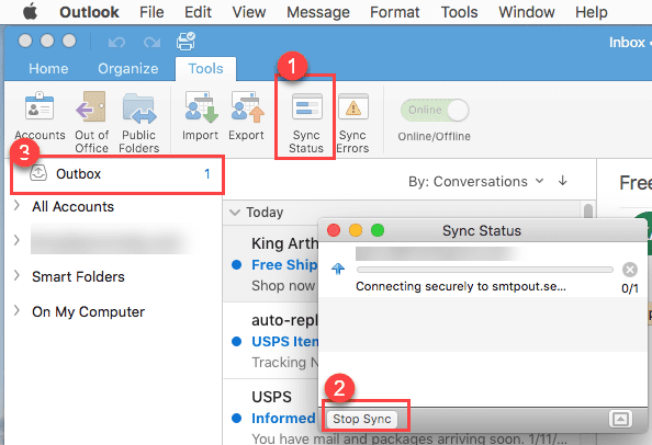 outlook mac sync pending for this folder exchange